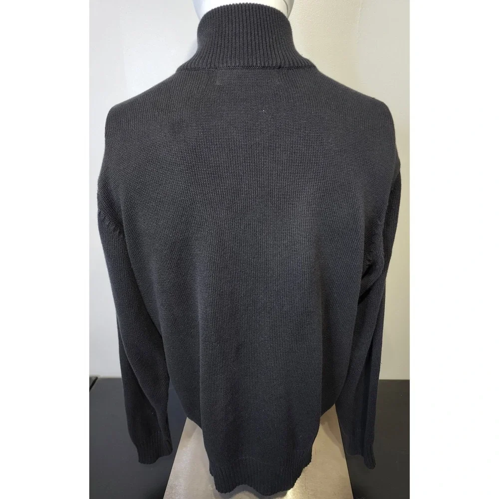 Oscar De La Renta Mens‎ Size Large Pullover Full Zipper Sweater Black Casual
